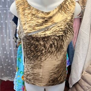 Y2K B.Moss Sleeveless Brown Velvet Textured Cutout Top